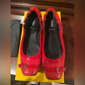 Beautiful red Fendi flats still in great condition.